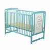 BabyNeeds Patut din lemn Timmi 120x60 cm cu laterala culisanta Mint + Saltea 10 cm