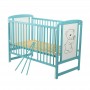 BabyNeeds Patut din lemn Timmi 120x60 cm cu laterala culisanta Mint + Saltea 10 cm