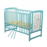 BabyNeeds Patut din lemn Timmi 120x60 cm cu laterala culisanta Mint + Saltea 10 cm
