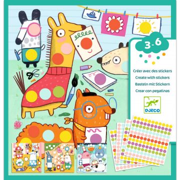 Djeco Set creativ cu autocolante, Buline colorate