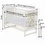Qmini- Patut din lemn Timmi Heart 120x60 cm, Din lemn de pin, MDF, Somiera reglabila, Alb