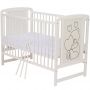 Qmini- Patut din lemn Timmi Heart 120x60 cm, Din lemn de pin, MDF, Somiera reglabila, Alb