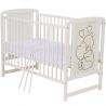 Qmini- Patut din lemn Timmi Heart 120x60 cm, Din lemn de pin, MDF, Somiera reglabila, Alb
