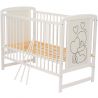 Qmini- Patut din lemn Timmi Heart 120x60 cm, Din lemn de pin, MDF, Somiera reglabila, Alb