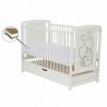 Qmini - Patut din lemn Timmi Heart 120x60 cm, Cu sertar, Din lemn de pin, MDF, Somiera reglabila, Alb + Saltea 10 cm
