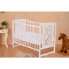 Qmini Patut din lemn Timmi Heart 120x60 cm, Din lemn de pin, MDF, Somiera reglabila, Alb