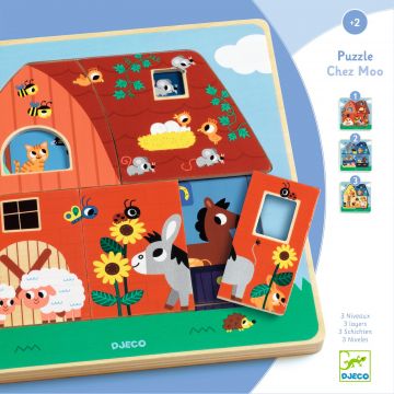 Djeco Puzzle straturi, animale de la ferma