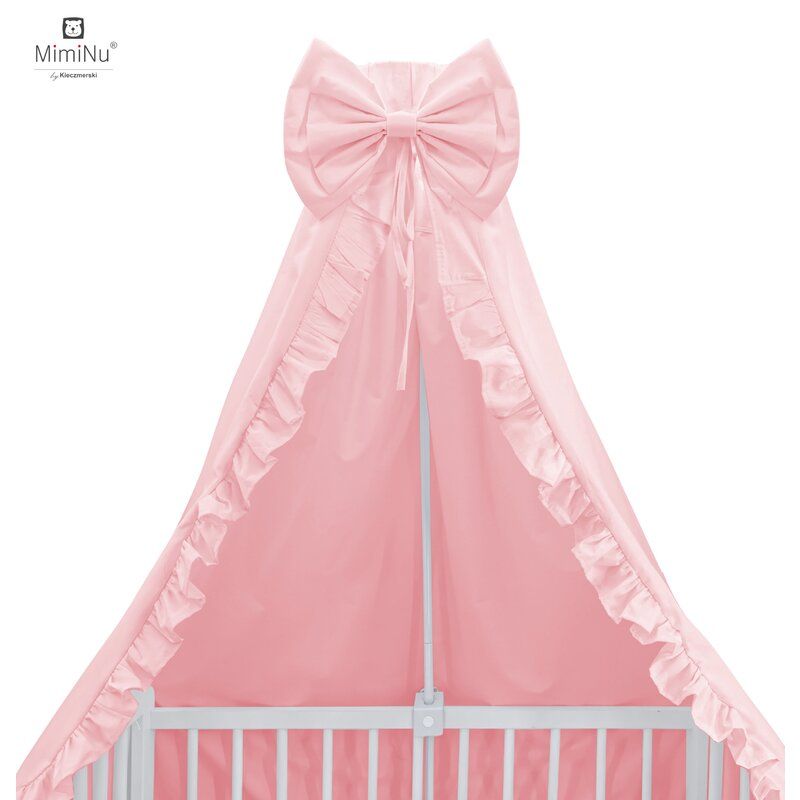 MimiNu Baldachin pentru patut, funda si volanas, 210x145 cm, Powder Pink