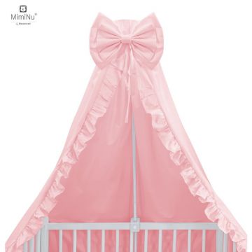 MimiNu Baldachin pentru patut, funda si volanas, 210x145 cm, Powder Pink