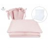 MimiNu - Set lenjerie patut 5 piese, Cu volanase, Cu pilota si perna, Din bumbac, Pentru patut 120x60 cm, Colectia Royal, Powder