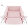 MimiNu - Set lenjerie patut 5 piese, Cu volanase, Cu pilota si perna, Din bumbac, Pentru patut 120x60 cm, Colectia Royal, Powder