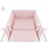 MimiNu - Set lenjerie patut 5 piese, Cu volanase, Cu pilota si perna, Din bumbac, Pentru patut 120x60 cm, Colectia Royal, Powder