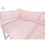 MimiNu - Set lenjerie patut 5 piese, Cu volanase, Cu pilota si perna, Din bumbac, Pentru patut 120x60 cm, Colectia Royal, Powder