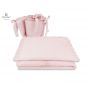 MimiNu - Set lenjerie patut 5 piese, Cu volanase, Cu pilota si perna, Din bumbac, Pentru patut 120x60 cm, Colectia Royal, Powder