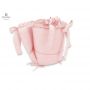 MimiNu - Set lenjerie patut 5 piese, Cu volanase, Cu pilota si perna, Din bumbac, Pentru patut 120x60 cm, Colectia Royal, Powder