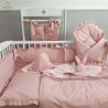 MimiNu - Set lenjerie patut 5 piese, Cu volanase, Cu pilota si perna, Din bumbac, Pentru patut 120x60 cm, Colectia Royal, Powder