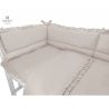 MimiNu - Set lenjerie patut 5 piese, Cu volanase, Cu pilota si perna, Din bumbac, Pentru patut 120x60 cm, Colectia Royal, Beige