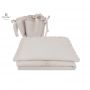MimiNu - Set lenjerie patut 5 piese, Cu volanase, Cu pilota si perna, Din bumbac, Pentru patut 120x60 cm, Colectia Royal, Beige