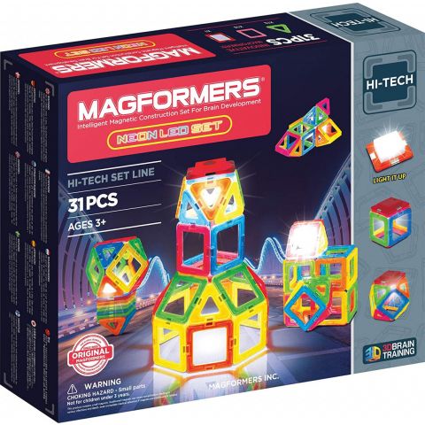 Set de construit magnetic cu lumina led, Magformers