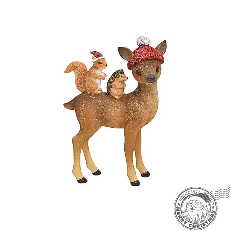 Caprioara cu prieteni decoratiune statueta Craciun 15 cm Caprioara cu prieteni decoratiune statueta Craciun 15 cm