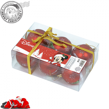 EMA Set 6 Globuri brad Craciun Mickey Mouse 8 cm