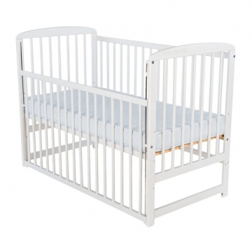 BabyNeeds Patut din lemn Ola 120x60 cm cu laterala culisanta Alb