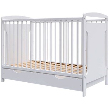 Hubners Patut copii din lemn Karly 120x60 alb cu sertar
