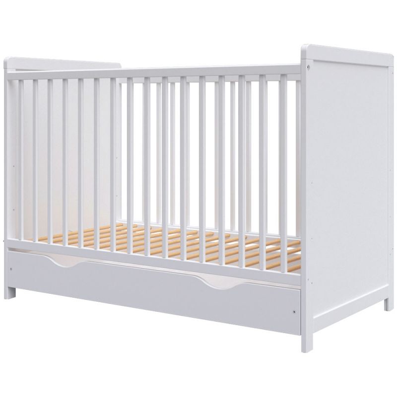 Hubners Patut copii din lemn  Paula 120x60 alb cu sertar