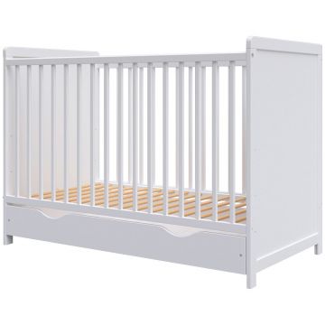 Hubners Patut copii din lemn Paula 120x60 alb cu sertar
