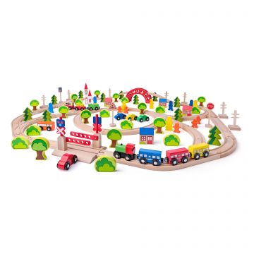 Woodyland Jucarie din lemn - Set tren maxi (120 piese)