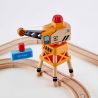 Hape Jucarie din lemn - Set tren de marfa cu macara (34 piese)