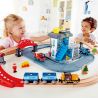 Hape Jucarie din lemn - Set tren si servicii de urgenta (55 piese)