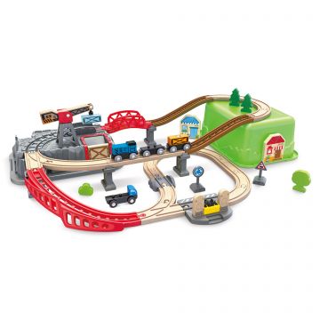 Hape Jucarie din lemn - Set tren constructii (50 piese)