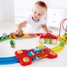 Hape Jucarie din lemn - Sina de tren curcubeu cu puzzle (30 piese)