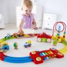 Hape Jucarie din lemn - Sina de tren curcubeu cu puzzle (30 piese)