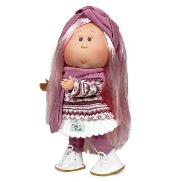 Nines D'Onil Papusa Artizanala Mia, par roz, cu articulatii (30 cm) miros vanilie
