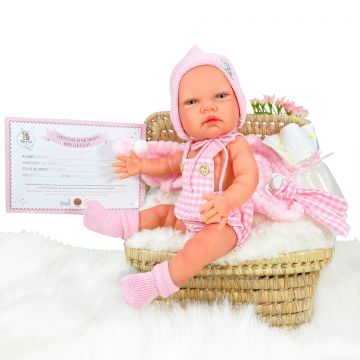 Nines D'Onil Papusa Artizanala cu miros de vanilie - Rubi Vichy nou-nascut (45 cm)