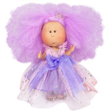 Nines D'Onil Papusa Artizanala cu miros de vanilie si articulatii - Mia Candy cu par mov (30 cm)