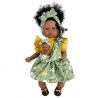 Nines D'Onil Papusa artizanala afro Maria - bruneta, cu bebelus, miros de vanilie (45 cm)