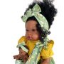 Nines D'Onil Papusa artizanala afro Maria - bruneta, cu bebelus, miros de vanilie (45 cm)