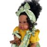 Nines D'Onil Papusa artizanala afro Maria - bruneta, cu bebelus, miros de vanilie (45 cm)
