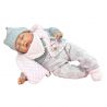 Nines D'Onil Papusa artizanala bebelus cu miros de vanilie si sunete - Snow care doarme (45 cm - ambalat in saculet elegant)