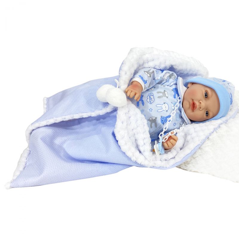 Nines D'Onil Papusa artizanala bebelus cu miros de vanilie si sunete - Nana albastru (45 cm - ambalat in saculet elegant) Nines D'Onil Papusa artizanala bebelus cu miros de vanilie si sunete - Nana albastru (45 cm - ambalat in saculet elegant)