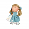 Nines D'Onil Papusa Artizanala cu miros de vanilie si articulatii - Mia cu par blond drept si funde albastre (30 cm)