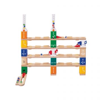 Hape Jucarie copii Quadrilla circuit cu bile - Set de codare de baza (125 piese)