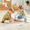 Hape Puzzle din lemn 2 in 1 - Dinozauri (26 piese), cu fata dubla si activitate colorare