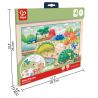 Hape Puzzle din lemn 2 in 1 - Dinozauri (26 piese), cu fata dubla si activitate colorare