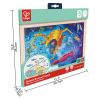 Hape Puzzle din lemn 2 in 1 - Salvarea Oceanului (50 piese), cu fata dubla si activitate colorare