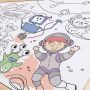 Hape Puzzle din lemn 2 in 1 - Prietenii din Spatiu (50 piese), cu fata dubla si activitate colorare