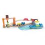 Hape Set de jucarie din lemn - port cu trenuri, vapoare si camioane